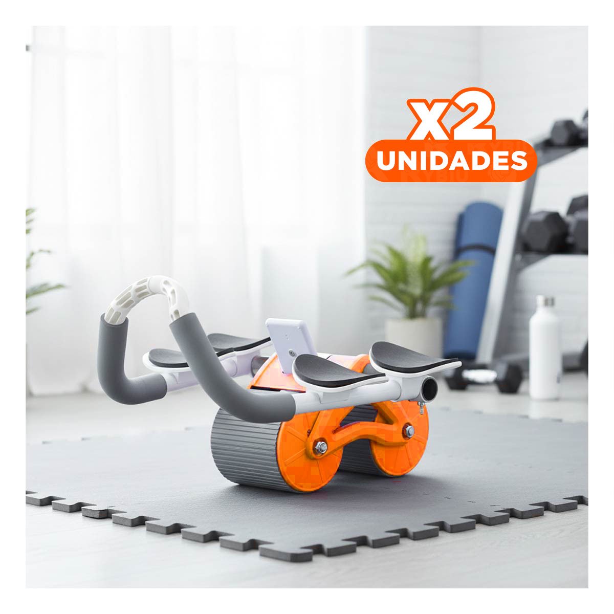 PACK2 RUEDA ABDOMINAL 2 EN 1 CON CONTADOR ANALOGICO Y BASE ESTABLE NARANJA Y+REGALO STICKER - 1