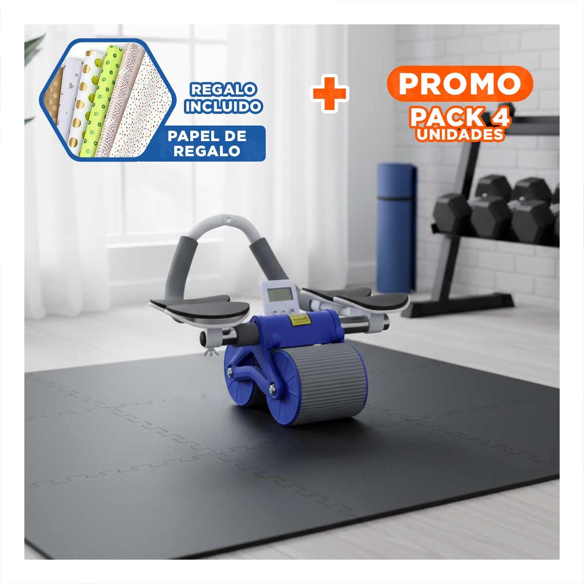 PACK4 RUEDA DE CORE 2 EN 1 CON MEDIDOR ANALOGICO AZUL Y+PAPEL REGALO - 1