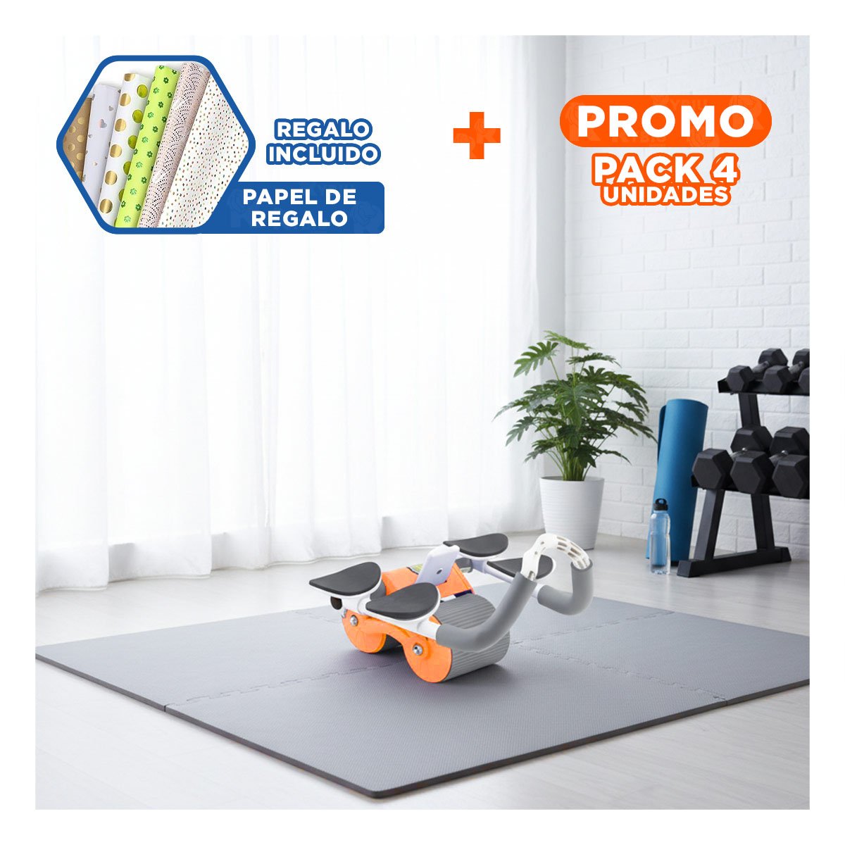 PACK4 RUEDA DE CORE 2 EN 1 CON MEDIDOR ANALOGICO NARANJA Y+PAPEL REGALO - 1