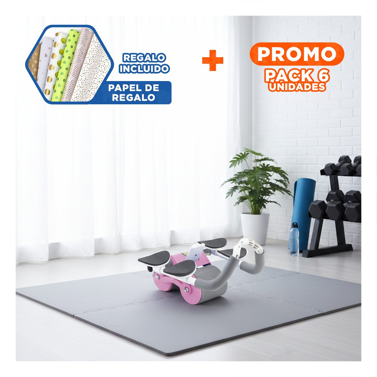 PACK6 AB WHEEL PROFESIONAL 2 EN 1 CON TABLERO ANALOGICO ROSADO Y+PAPEL REGALO - 1