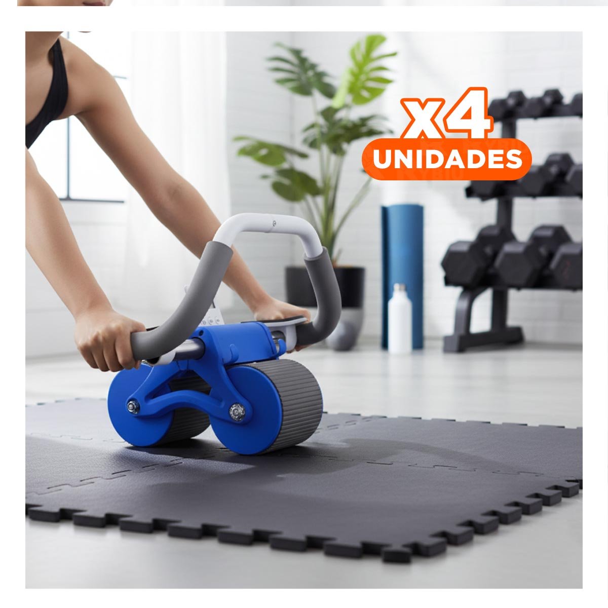 PACK4 KIT FITNESS 2 EN 1 CON RUEDA ABDOMINAL Y TABLERO ANALOGICO AZUL - 1