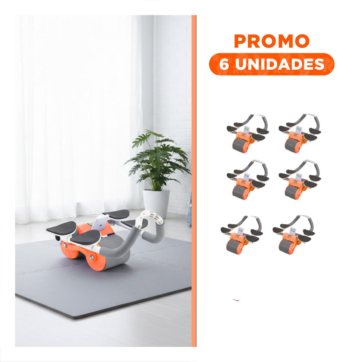 PACK6 RODILLO ABDOMINAL 2 EN 1 CON CONTADOR ANALOGICO PARA CASA NARANJA - 1