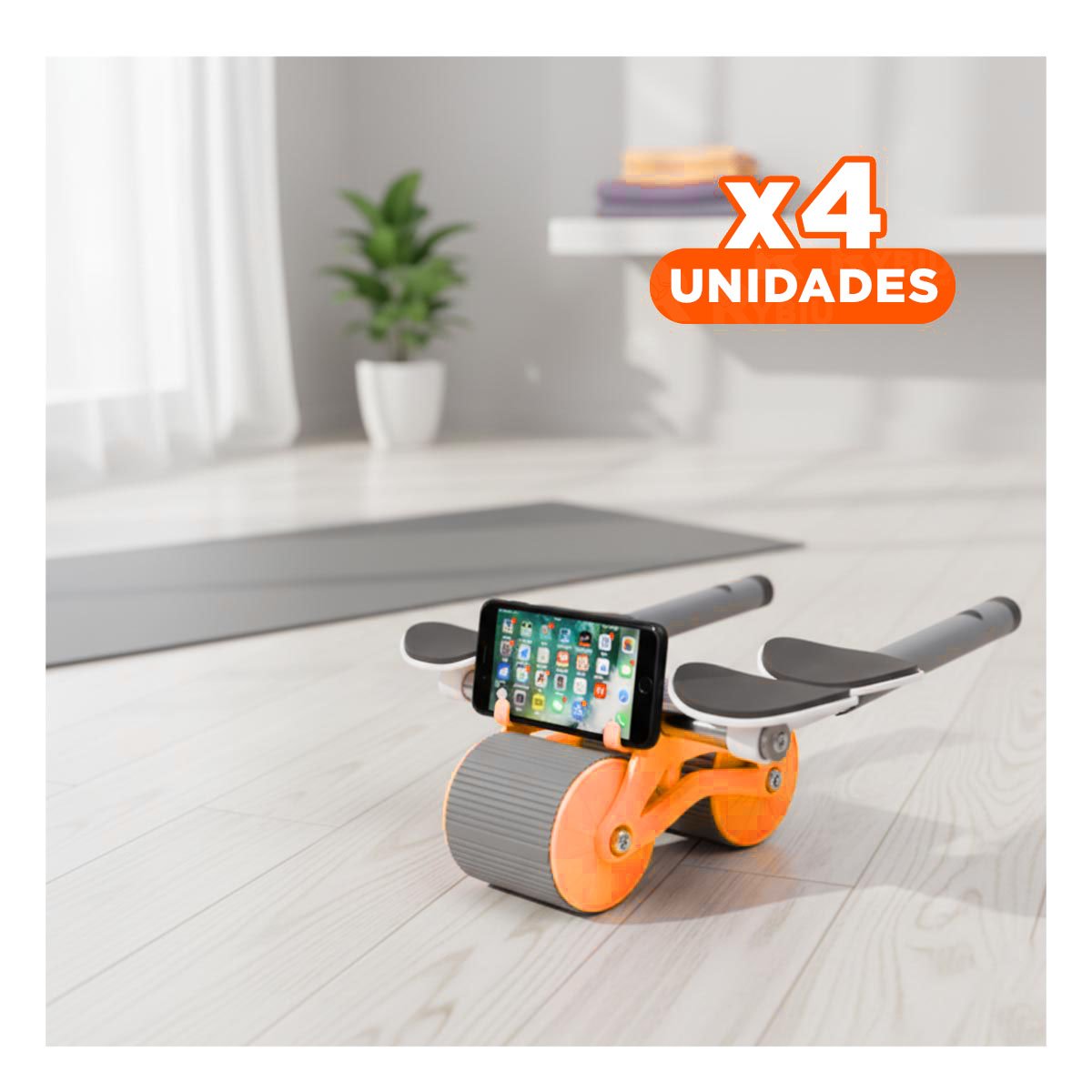 PACK4 KIT FITNESS 2 EN 1 CON RUEDA ABDOMINAL Y TABLERO ANALOGICO NARANJA - 1
