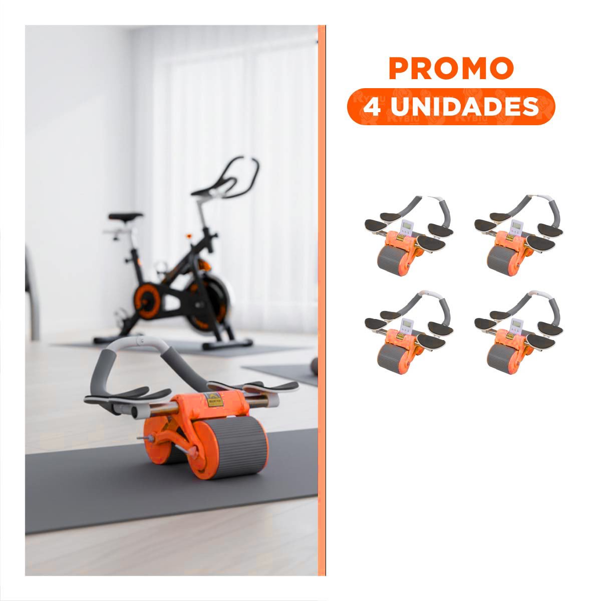 PACK4 AB WHEEL 2 EN 1 CON TABLERO ANALOGICO PARA ENTRENAMIENTO INTENSO NARANJA Y+REGALO STICKER - 1