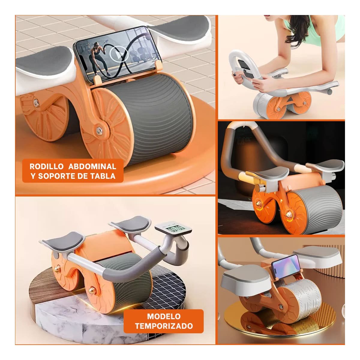 PACK4 AB WHEEL 2 EN 1 CON TABLERO ANALOGICO PARA ENTRENAMIENTO INTENSO NARANJA Y+REGALO STICKER - 2