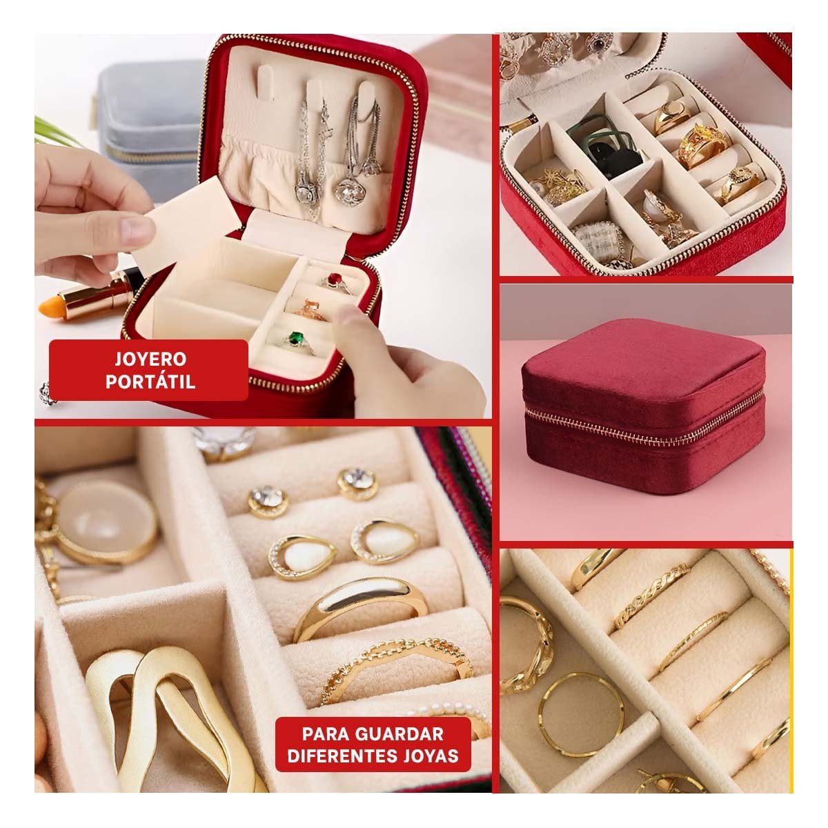 ORGANIZADOR DE VIAJE TERCIOPELO VINO PARA JOYAS Y+POST IT - 1
