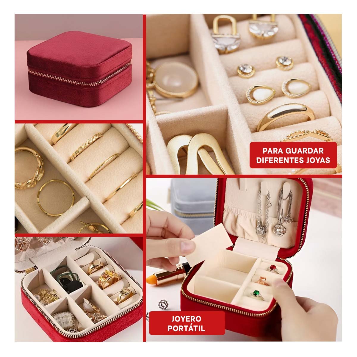 ORGANIZADOR DE VIAJE TERCIOPELO VINO PARA JOYAS Y+POST IT - 5