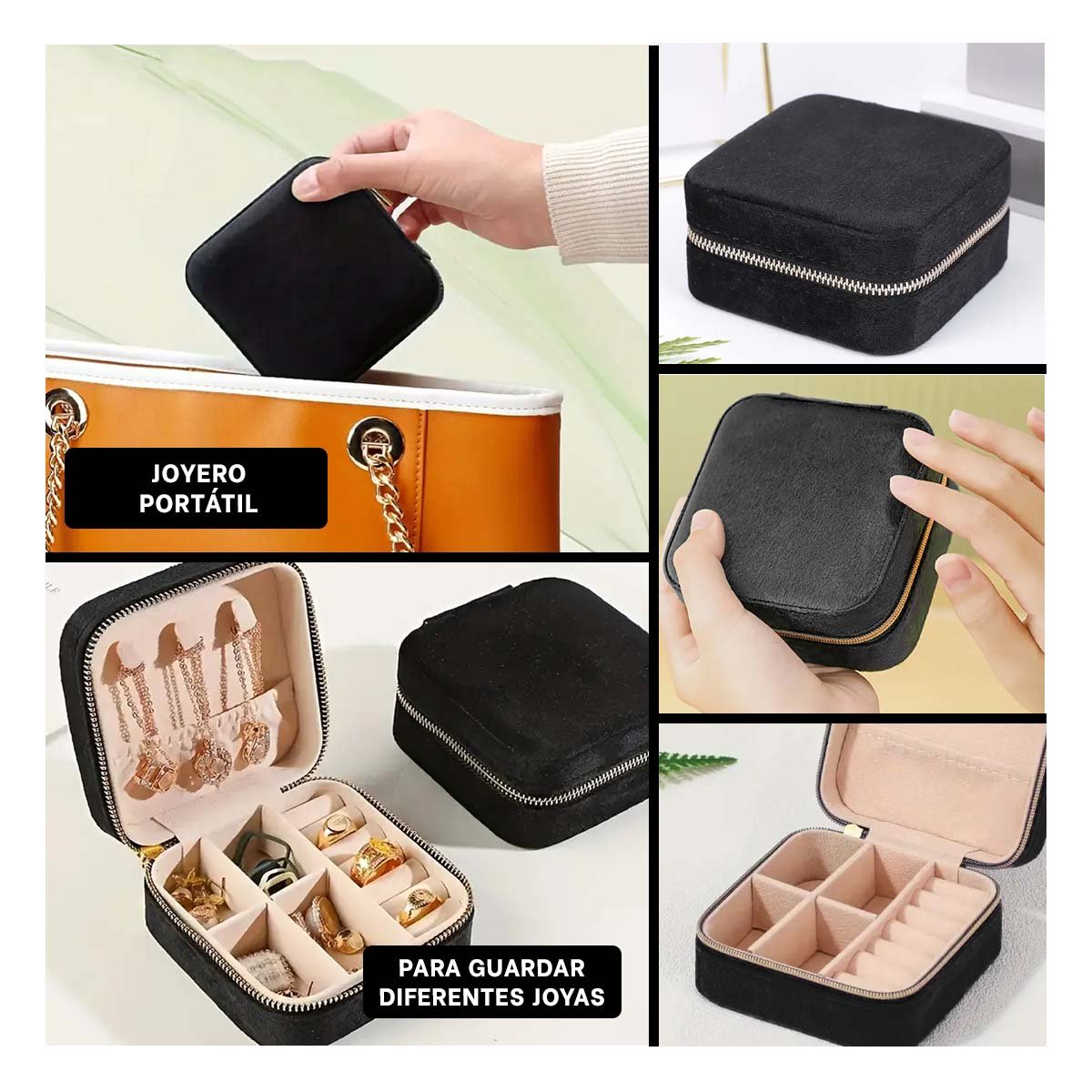 ORGANIZADOR DE VIAJE TERCIOPELO NEGRO PARA JOYAS Y+POST IT - 5