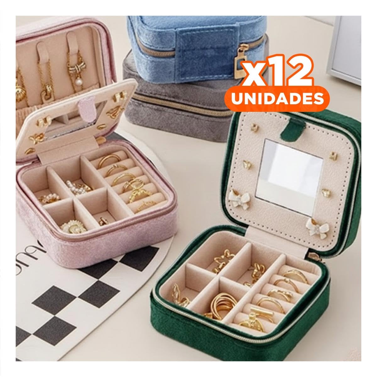 PACK12 ORGANIZADOR SUAVE CON ESPEJO TERCIOPELO VERDE OSCURO - 1
