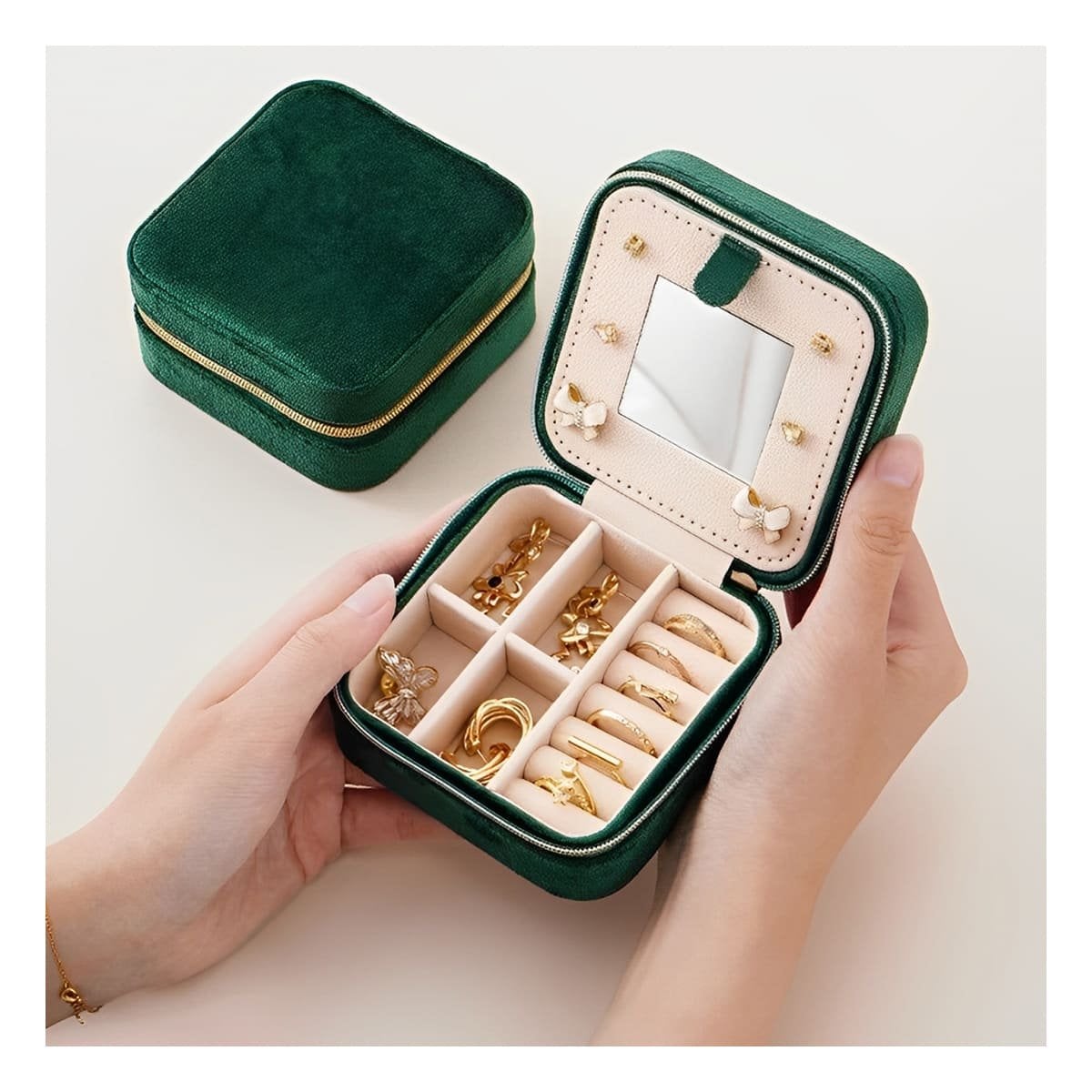 PACK12 ORGANIZADOR SUAVE CON ESPEJO TERCIOPELO VERDE OSCURO - 2