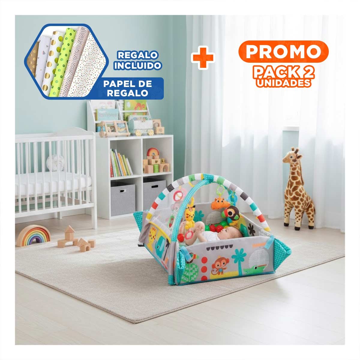PACK2 PELOTERO DIDACTICO CON FORMA DE PISCINA AZUL 5 EN 1 EDUCATIVO NINOS Y+PAPEL REGALO - 1