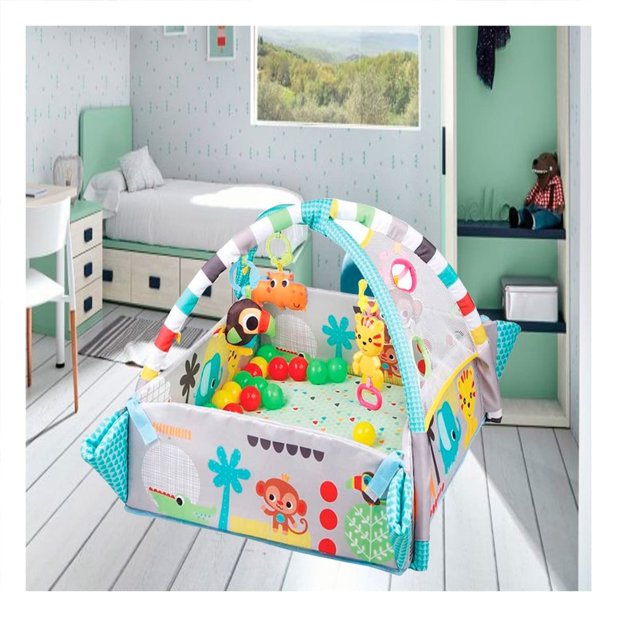 PACK2 PELOTERO DIDACTICO CON FORMA DE PISCINA AZUL 5 EN 1 EDUCATIVO NINOS Y+PAPEL REGALO - 2