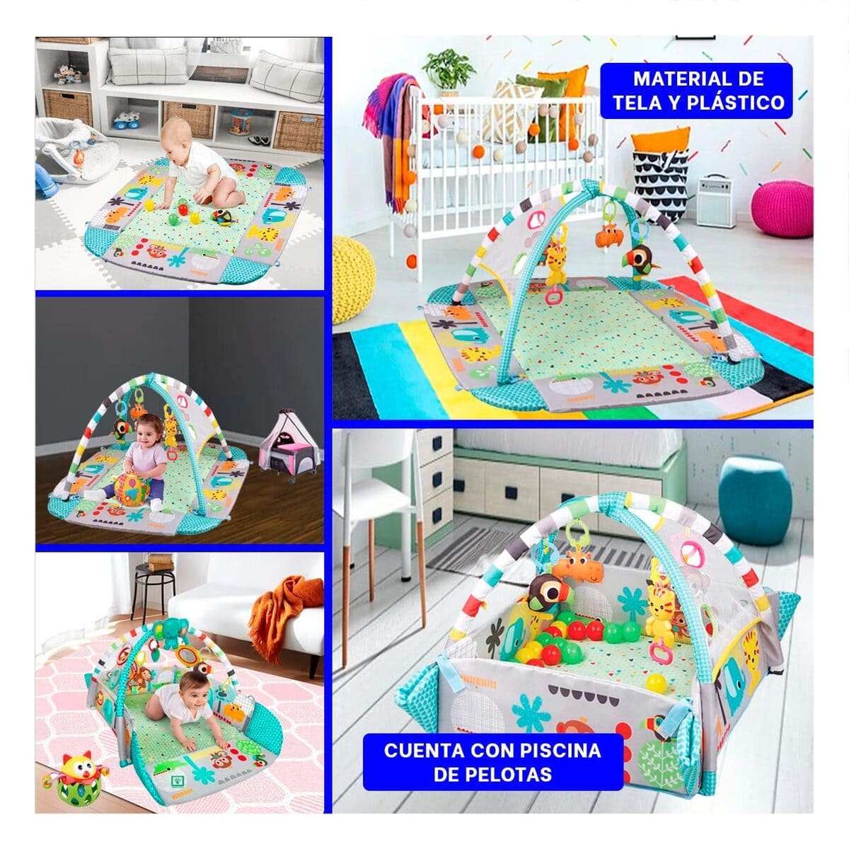 PACK2 PELOTERO DIDACTICO CON FORMA DE PISCINA AZUL 5 EN 1 EDUCATIVO NINOS Y+PAPEL REGALO - 3