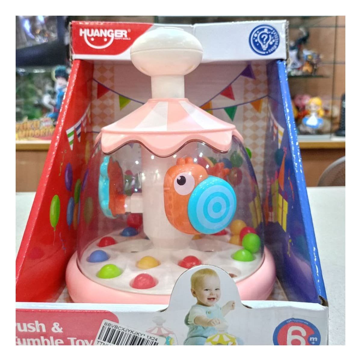 PACK4 GIRADOR MODERNO CON DISENO DE PECES ROSADO GIRATORIO PARA JUGAR CASA Y+REGALO STICKER - 3