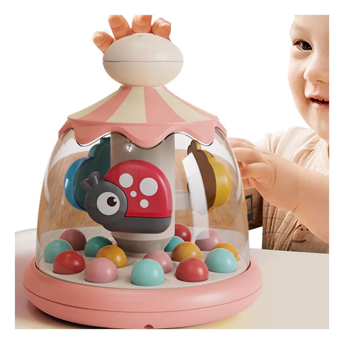 PACK4 GIRADOR MODERNO CON DISENO DE PECES ROSADO GIRATORIO PARA JUGAR CASA Y+REGALO STICKER - 5