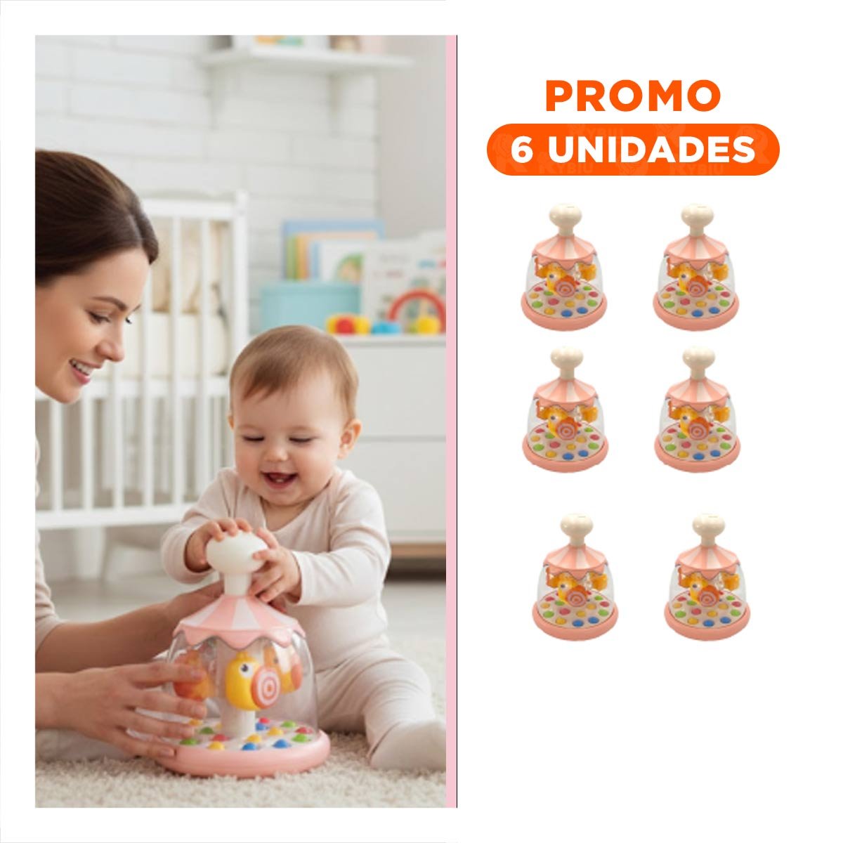PACK6 CENTRO DE ACTIVIDADES SENSORIAL CON FORMA DE PECES ROSADO NINOS PEQUENOS - 1