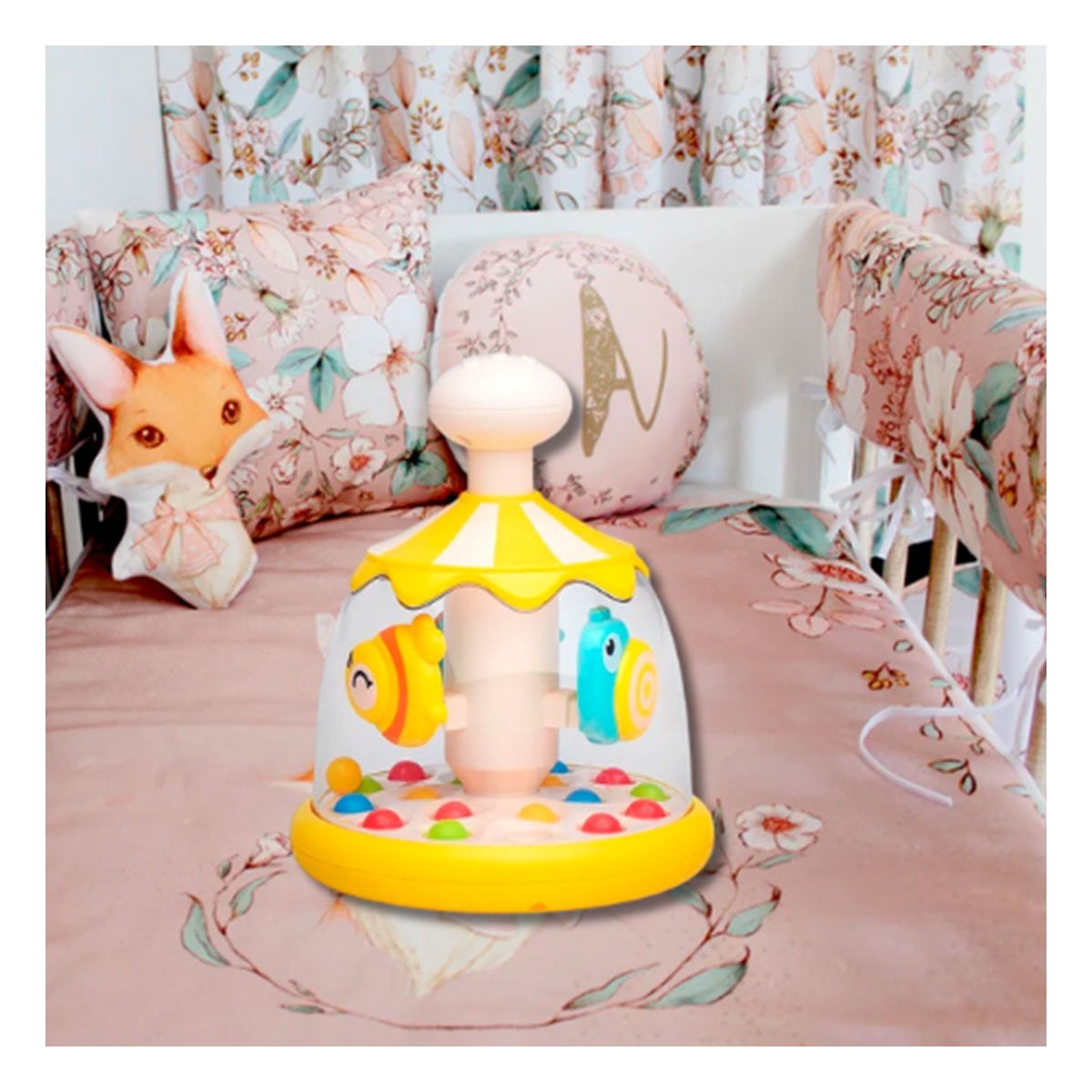 PACK4 TROMPO SONORO DE PECES AMARILLO GIRATORIO PARA ESTIMULACION DEL BEBE - 5