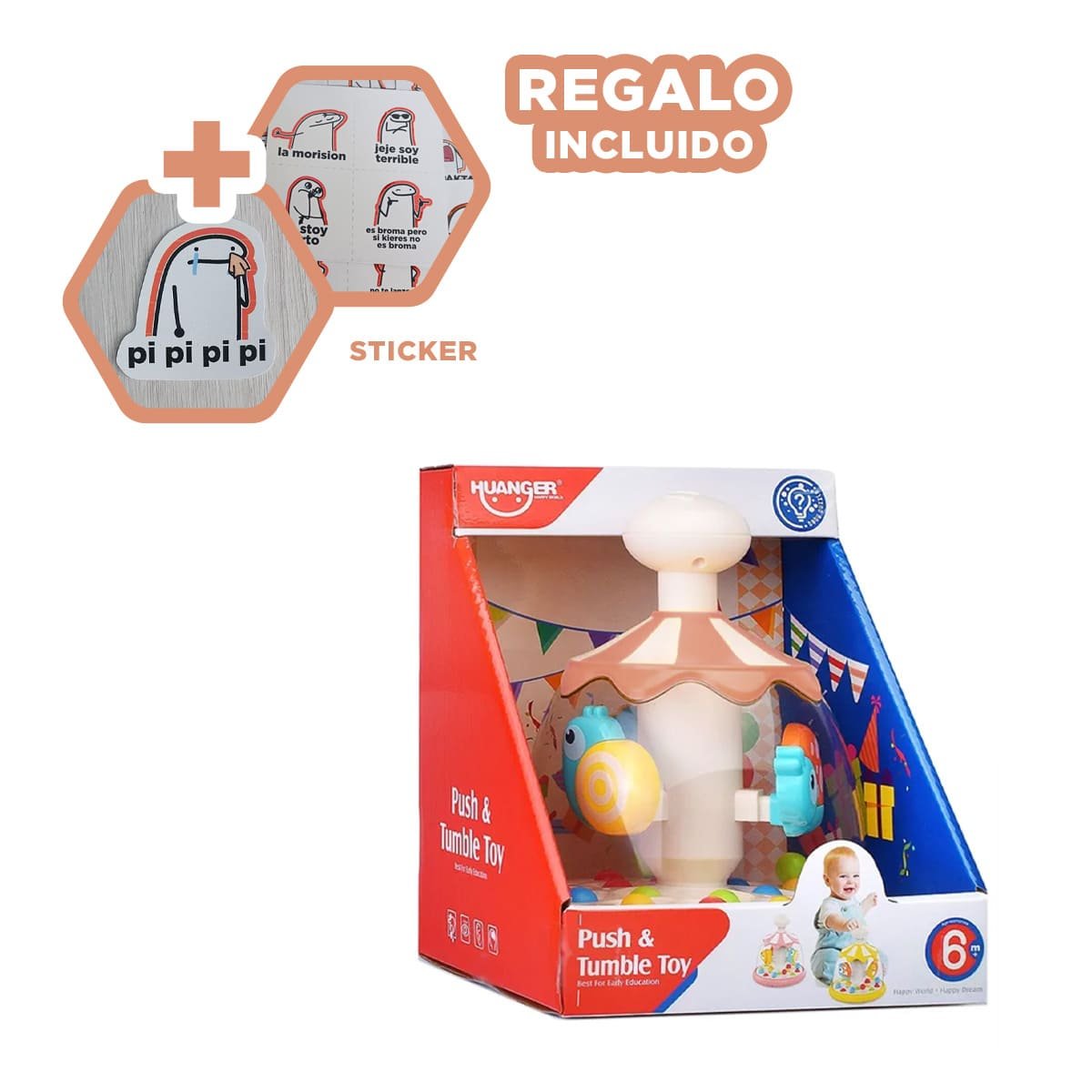 JUGUETE ROSADO GIRATORIO DE PECES PARA NINOS NUEVA GENERACION Y+REGALO STICKER - 1