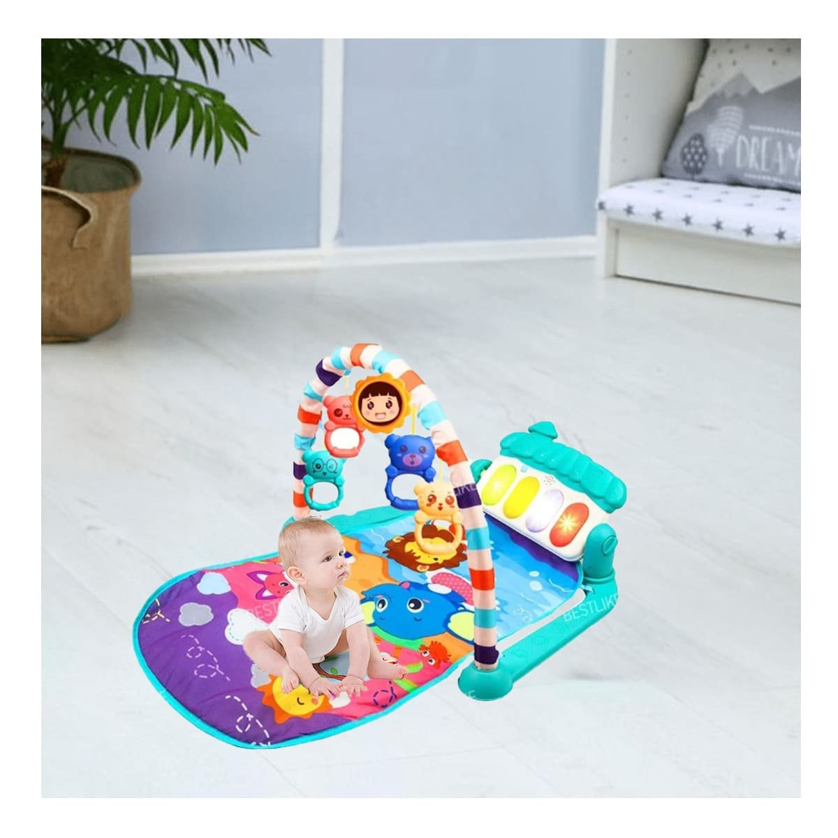 PACK2 GIMNASIO VERDE AGUA CON PIANO Y ARCO PARA ESTIMULO AUDITIVO Y+PAPEL REGALO - 5