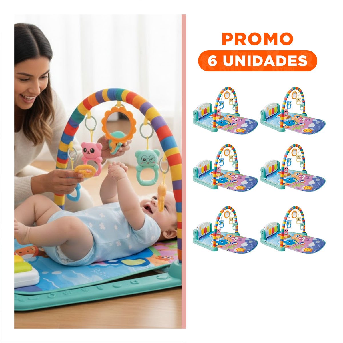 PACK6 GIMNASIO PARA BEBE VERDE AGUA CON PIANO Y ARCO PARA DESCUBRIMIENTO - 1