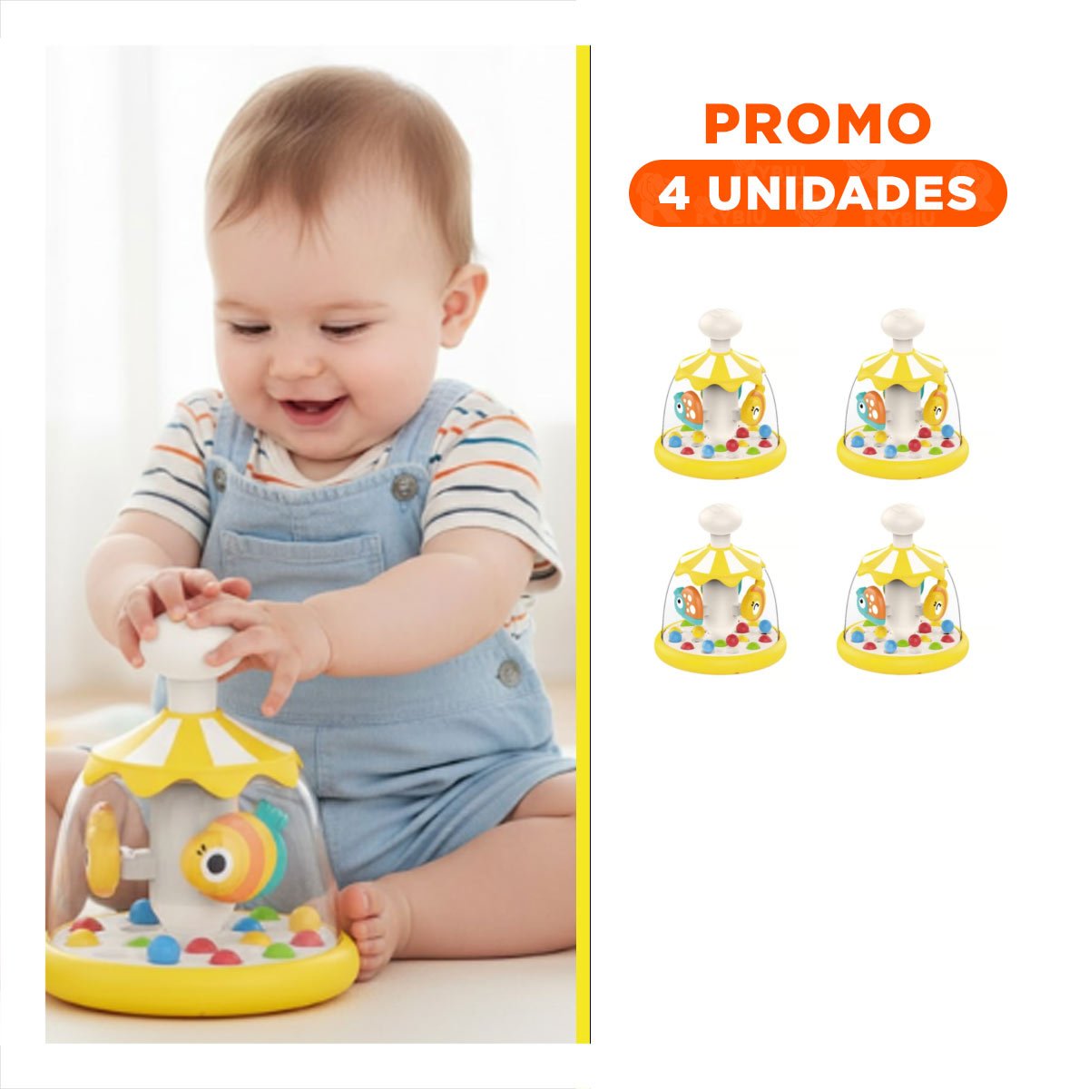 PACK4 CENTRO DE ACTIVIDADES DE PECES AMARILLO GIRATORIO PARA NINOS PEQUENOS Y+REGALO STICKER - 1