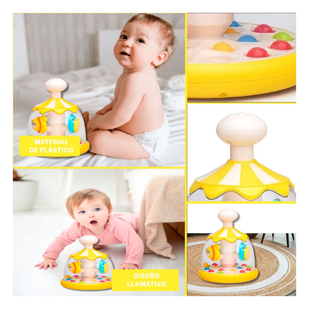 PACK4 CENTRO DE ACTIVIDADES DE PECES AMARILLO GIRATORIO PARA NINOS PEQUENOS Y+REGALO STICKER - 2