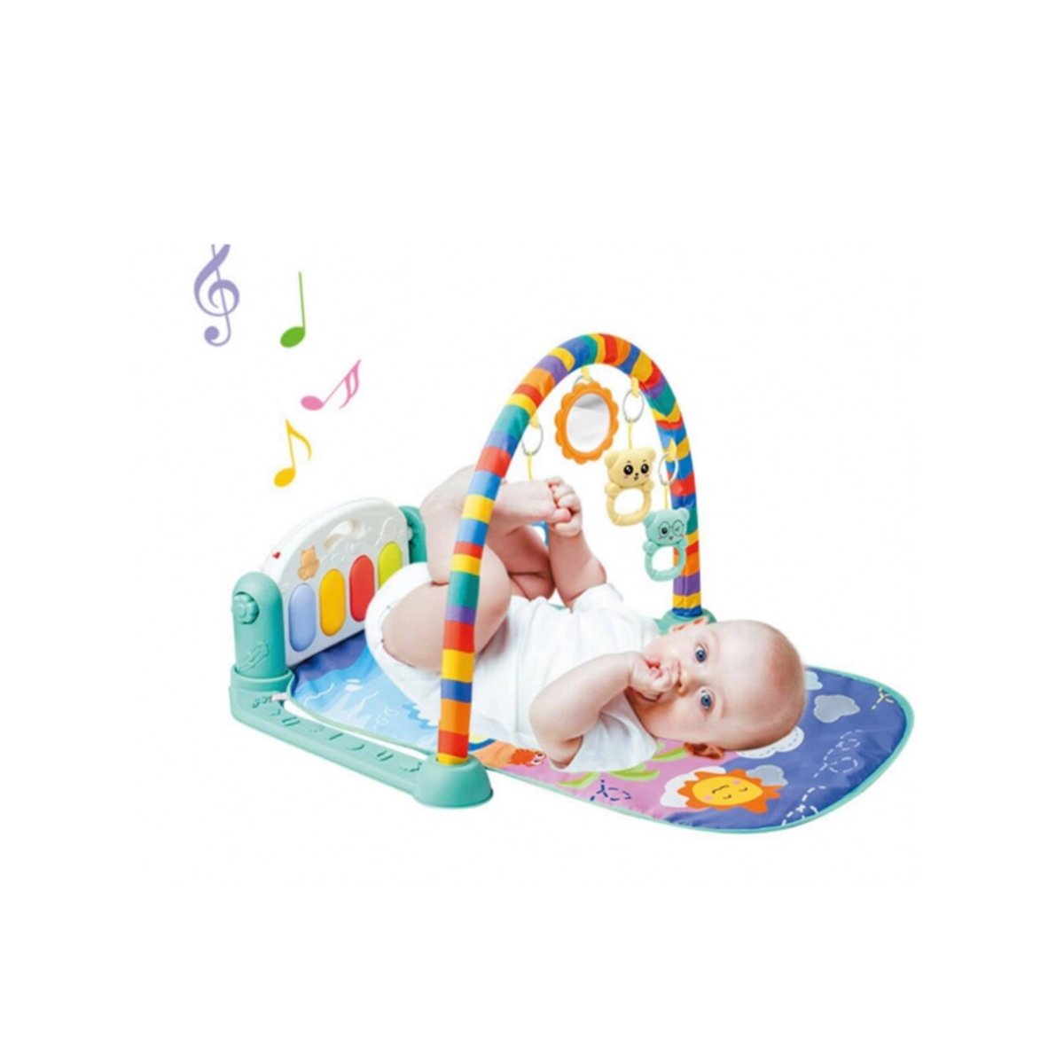 GIMNASIO DIDACTICO VERDE AGUA CON PIANO MOVIL Y ARCO INTERACTIVO Y+PAPEL REGALO - 1