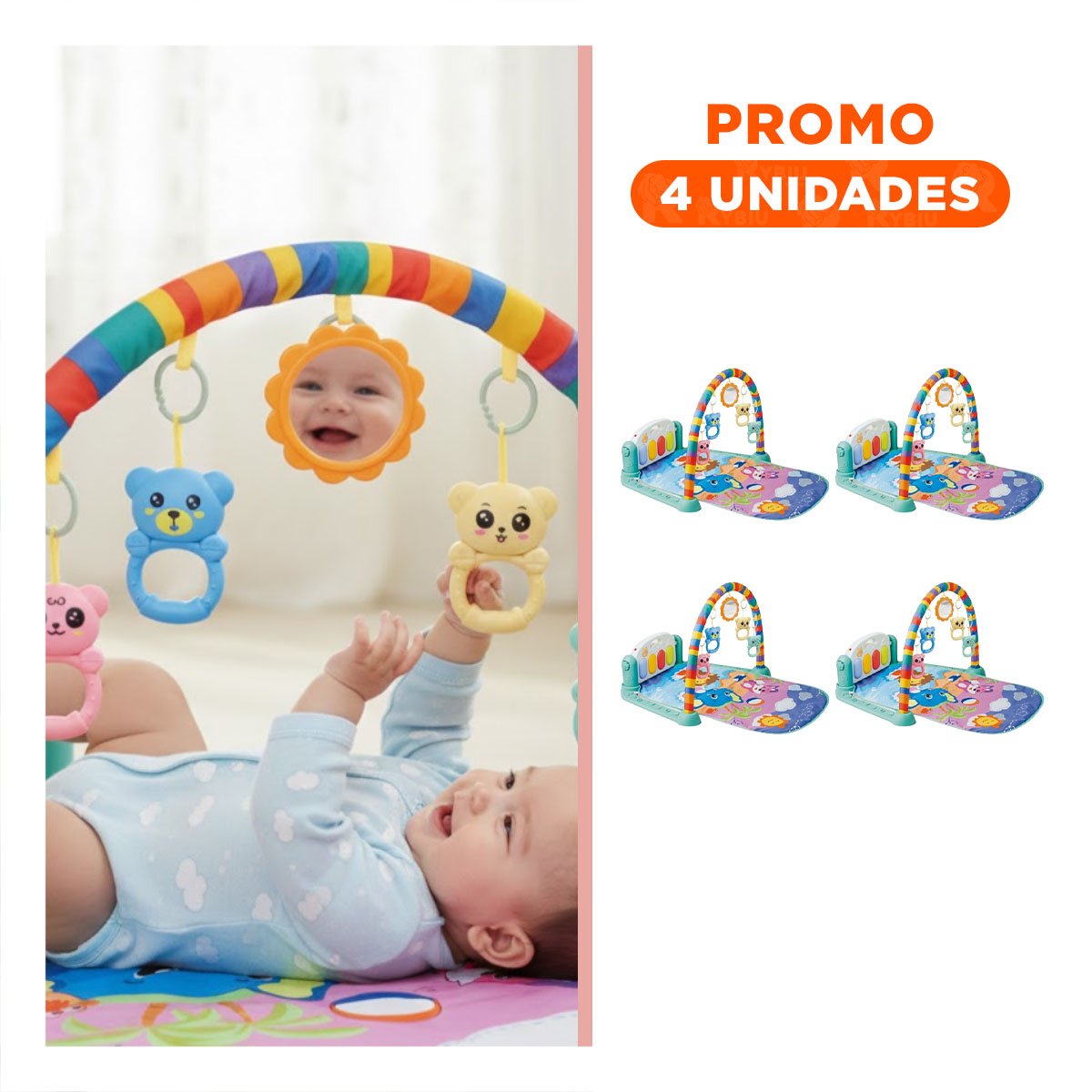PACK4 ALFOMBRA VERDE AGUA CON PIANO Y ARCO PARA ESPACIO INFANTIL Y+REGALO STICKER - 1