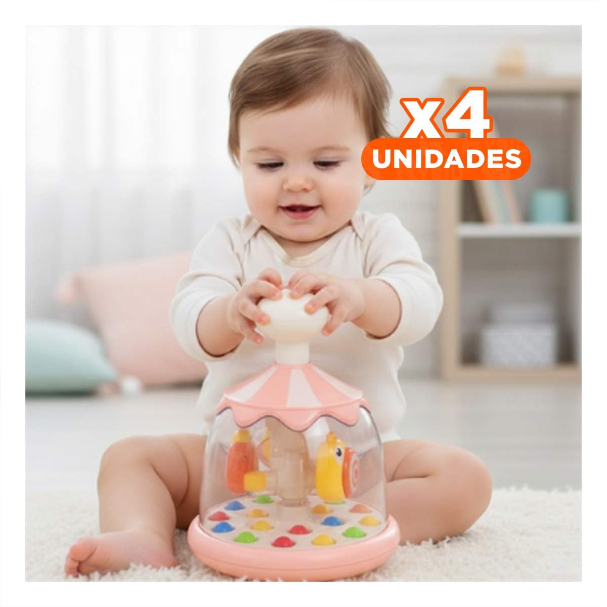 PACK4 CARRUSEL GIRATORIO CON FIGURA DE PECES ROSADO PARA DESARROLLO DEL NINO - 1