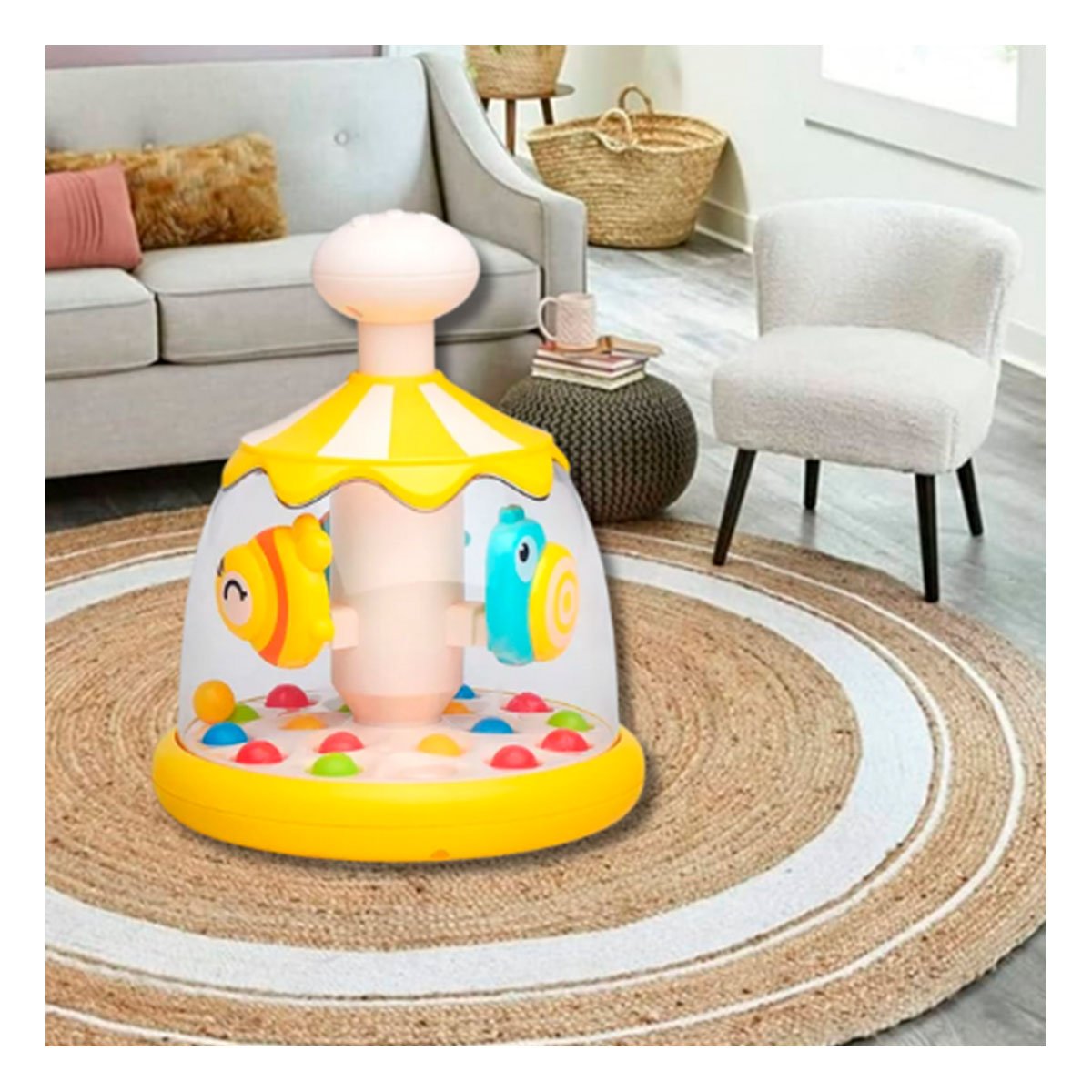 PACK2 JUGUETE DE JUEGO CON FORMA DE PECES AMARILLO GIRATORIO PARA HOGAR Y+PAPEL REGALO - 2