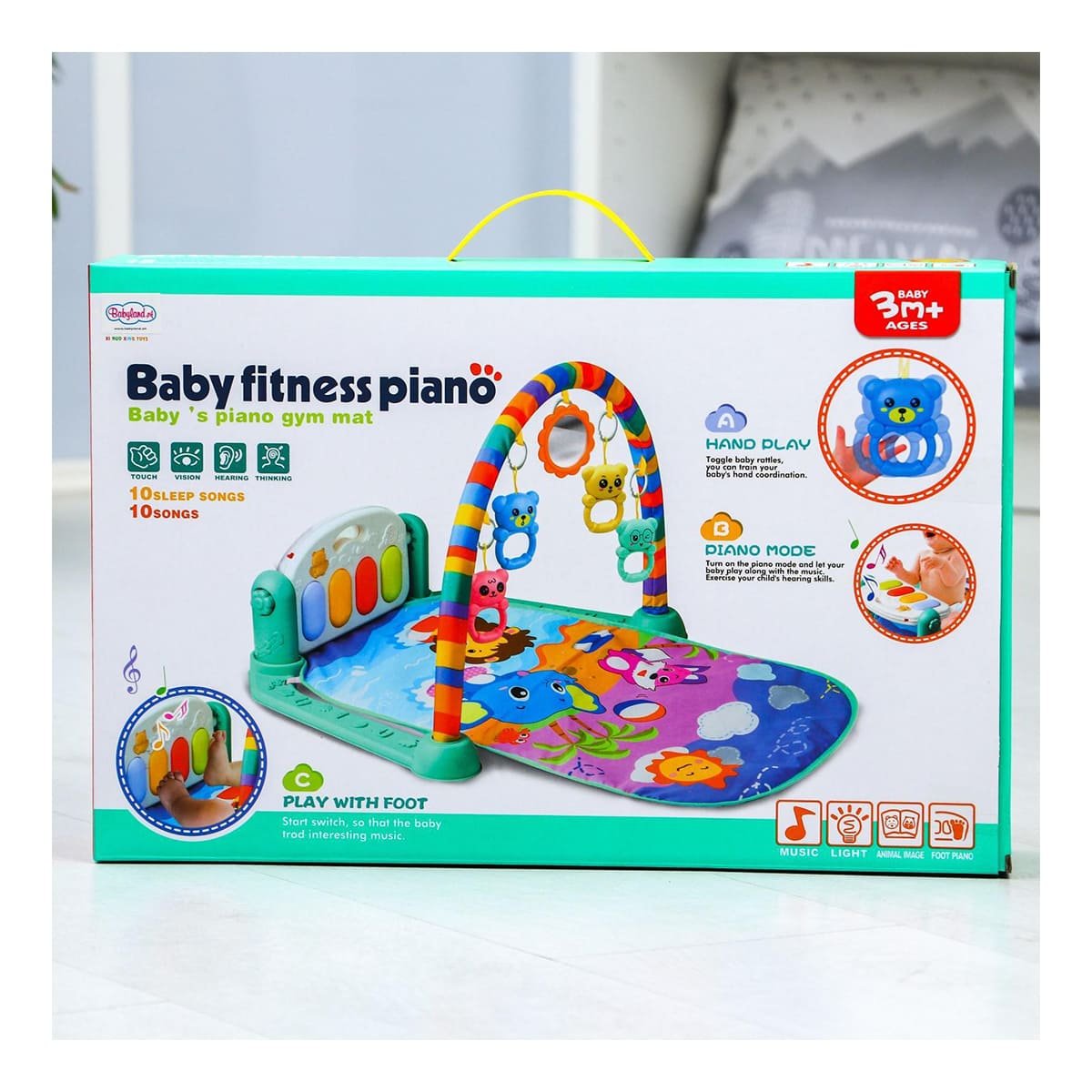 TAPETE DE ACTIVIDADES VERDE AGUA CON PIANO Y ARCO PARA COORDINACION Y+LIGAS REGALO - 2