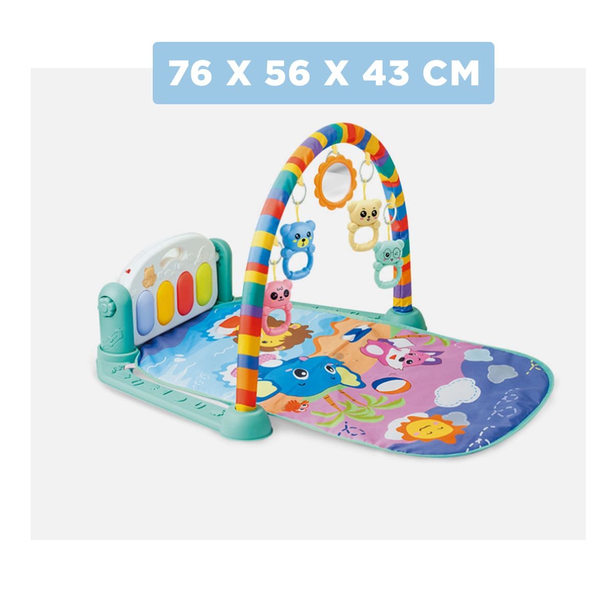 TAPETE DE ACTIVIDADES VERDE AGUA CON PIANO Y ARCO PARA COORDINACION Y+LIGAS REGALO - 4
