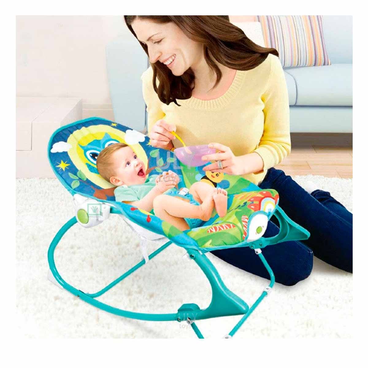 BALANCIN CON DISENO DE MECEDORA AZUL VIBRATORIA PARA NINOS DE LA FAMILIA - 1