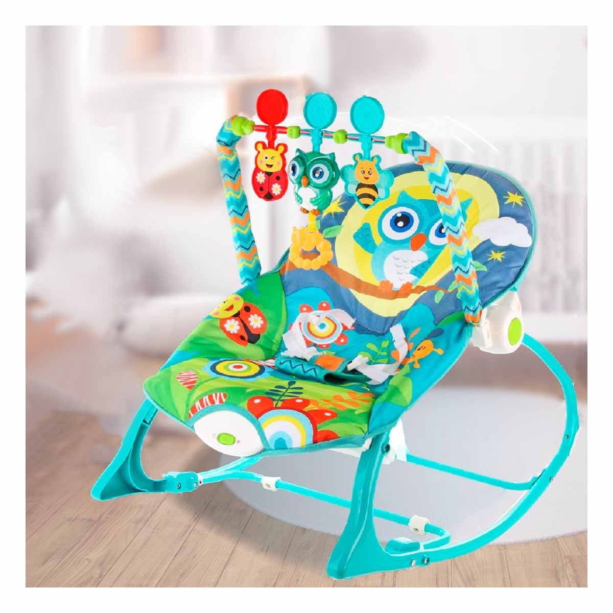 BALANCIN CON DISENO DE MECEDORA AZUL VIBRATORIA PARA NINOS DE LA FAMILIA - 2