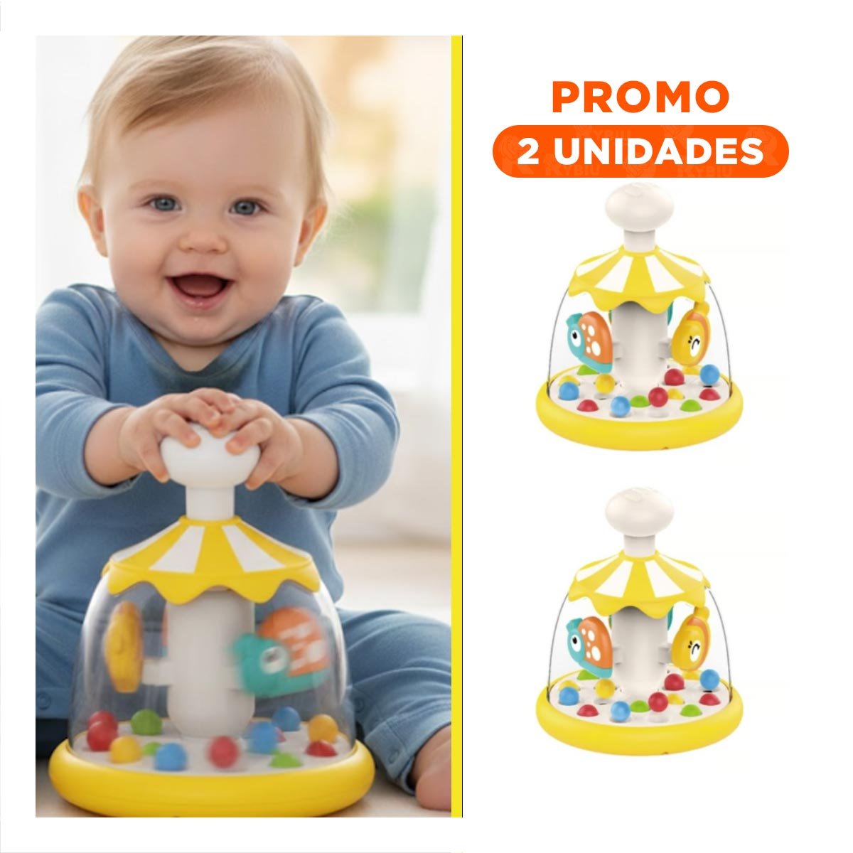 PACK2 CENTRO DE ACTIVIDADES INFANTIL DE PECES AMARILLO GIRATORIO ATRACTIVO - 1