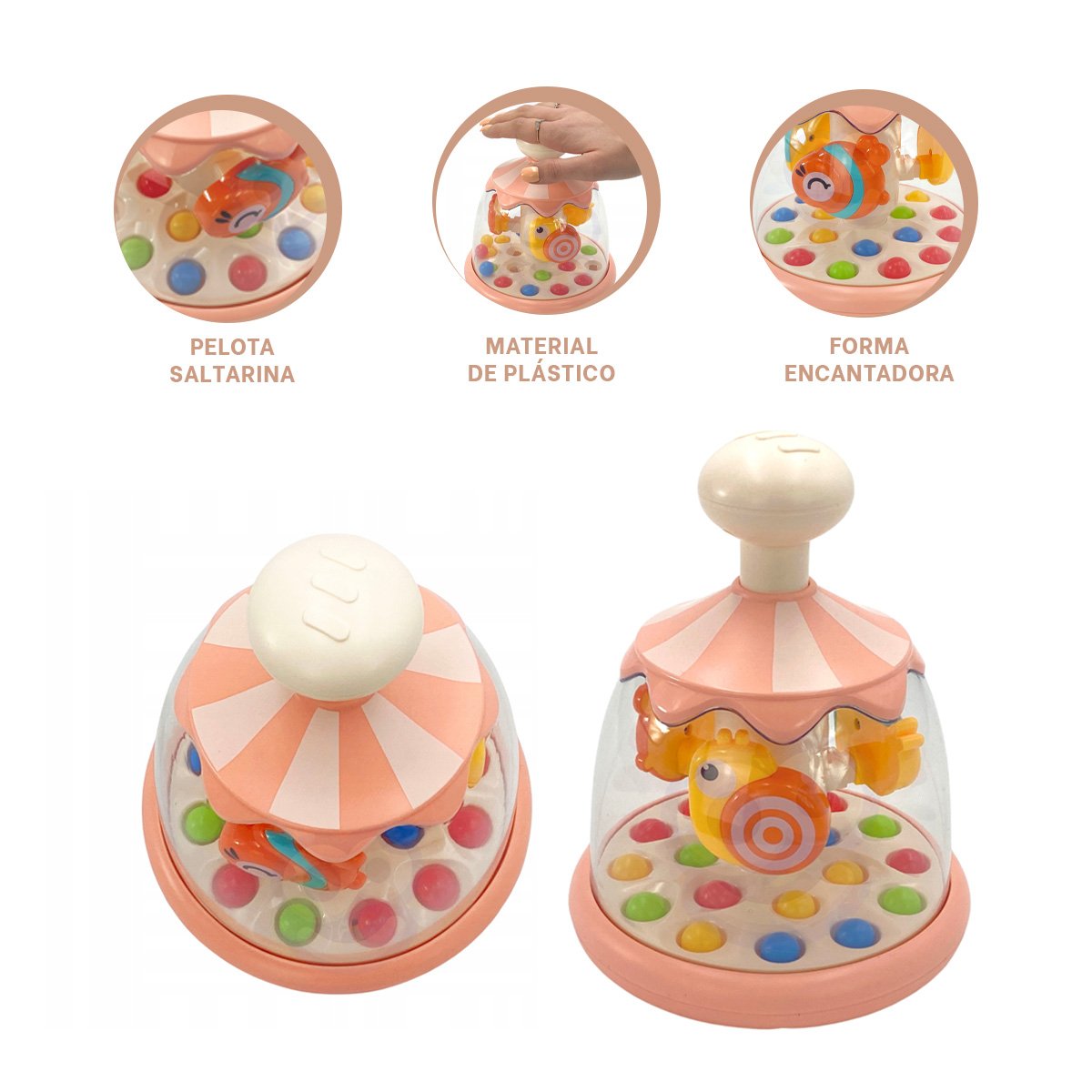 GIRADOR DE PECES ROSADO GIRATORIO PARA NINOS EN JARDIN DE LA FAMILIA - 3