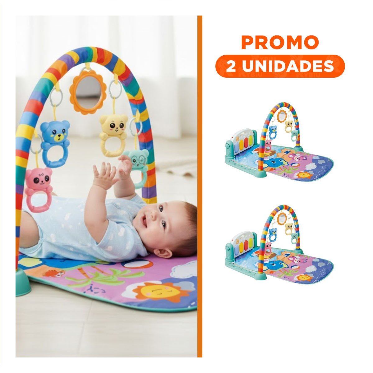 PACK2 ALFOMBRA VERDE AGUA CON PIANO INTEGRADO Y ARCO DE ENTRETENIMIENTO - 1
