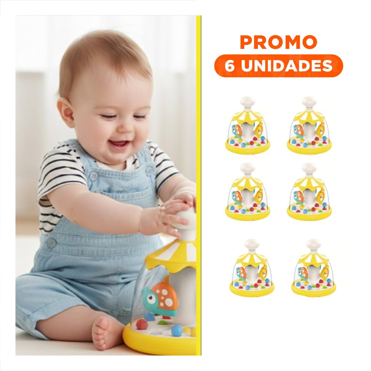 PACK6 JUGUETE INTERACTIVO DE PECES AMARILLO GIRATORIO CON LUCES Y SONIDOS - 1