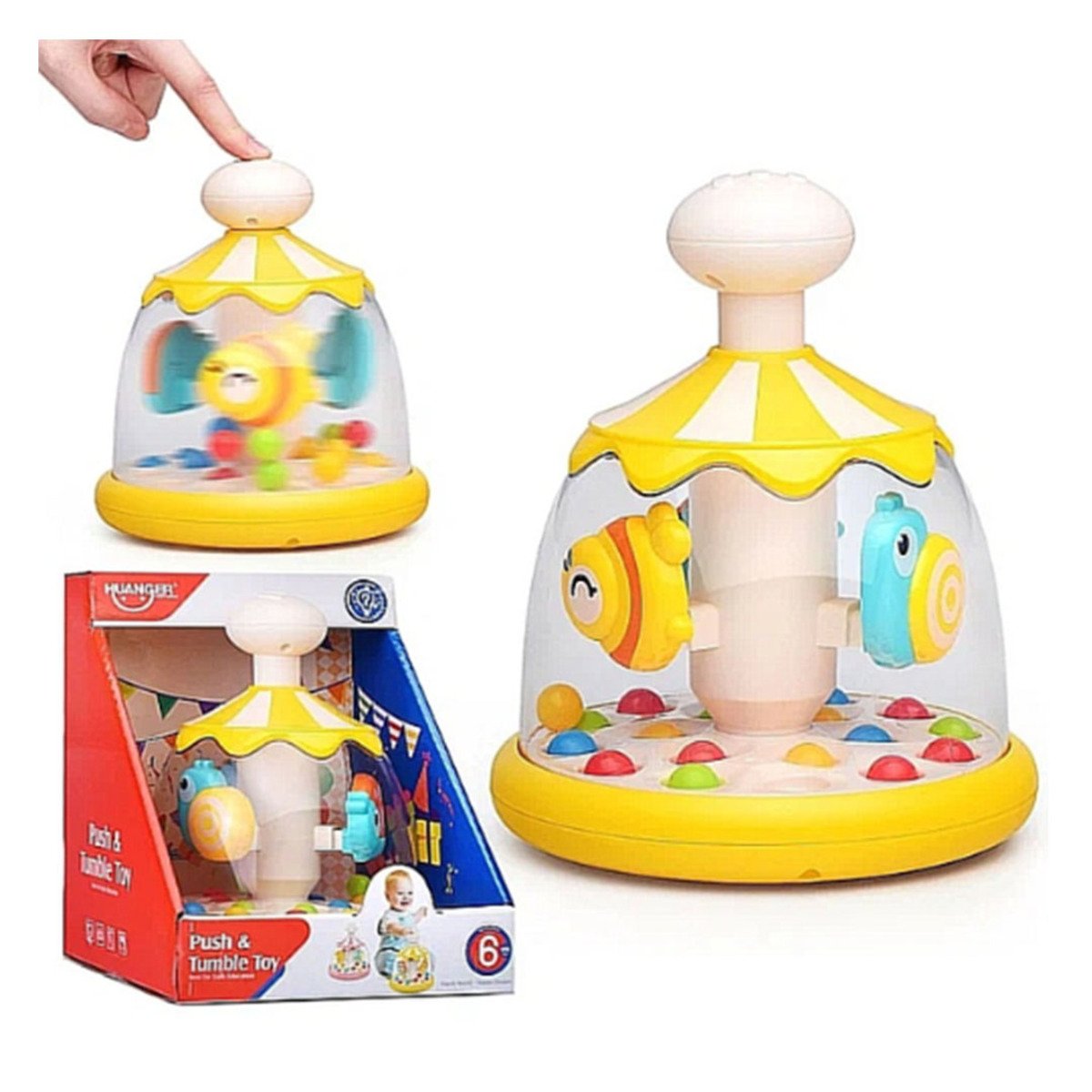 PACK4 GIRADOR RECREATIVO DE PECES AMARILLO GIRATORIO PARA DIVERSION DE NINOS Y+PAPEL REGALO - 3