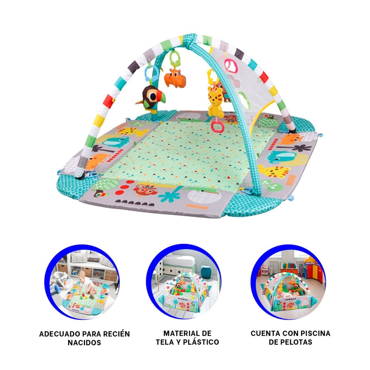 CORRAL INFANTIL CON FORMA DE PISCINA AZUL 5 EN 1 MUSICAL Y PRACTICO - 3