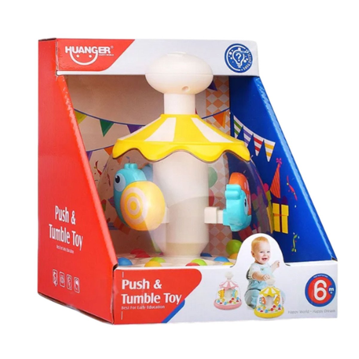 TROMPO MUSICAL CON FIGURA DE PECES AMARILLO GIRATORIO DIDACTICO DIVERTIDO Y+LIGAS REGALO - 3