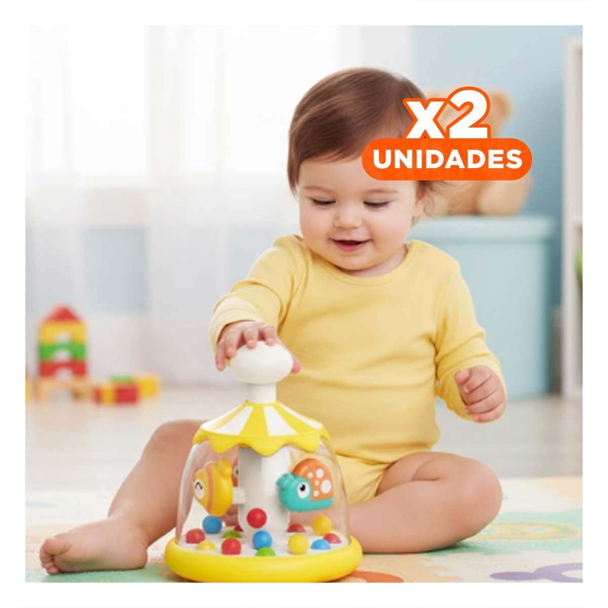 PACK2 CARRUSEL DIDACTICO CON DISENO DE PECES AMARILLO GIRATORIO PARA NINOS Y+REGALO STICKER - 1