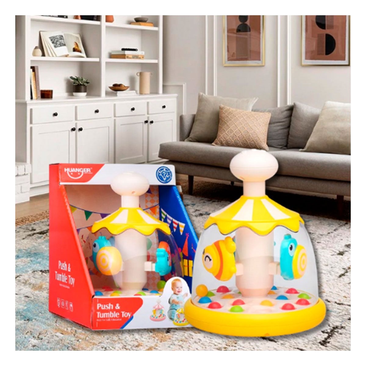 PACK2 CARRUSEL DIDACTICO CON DISENO DE PECES AMARILLO GIRATORIO PARA NINOS Y+REGALO STICKER - 5