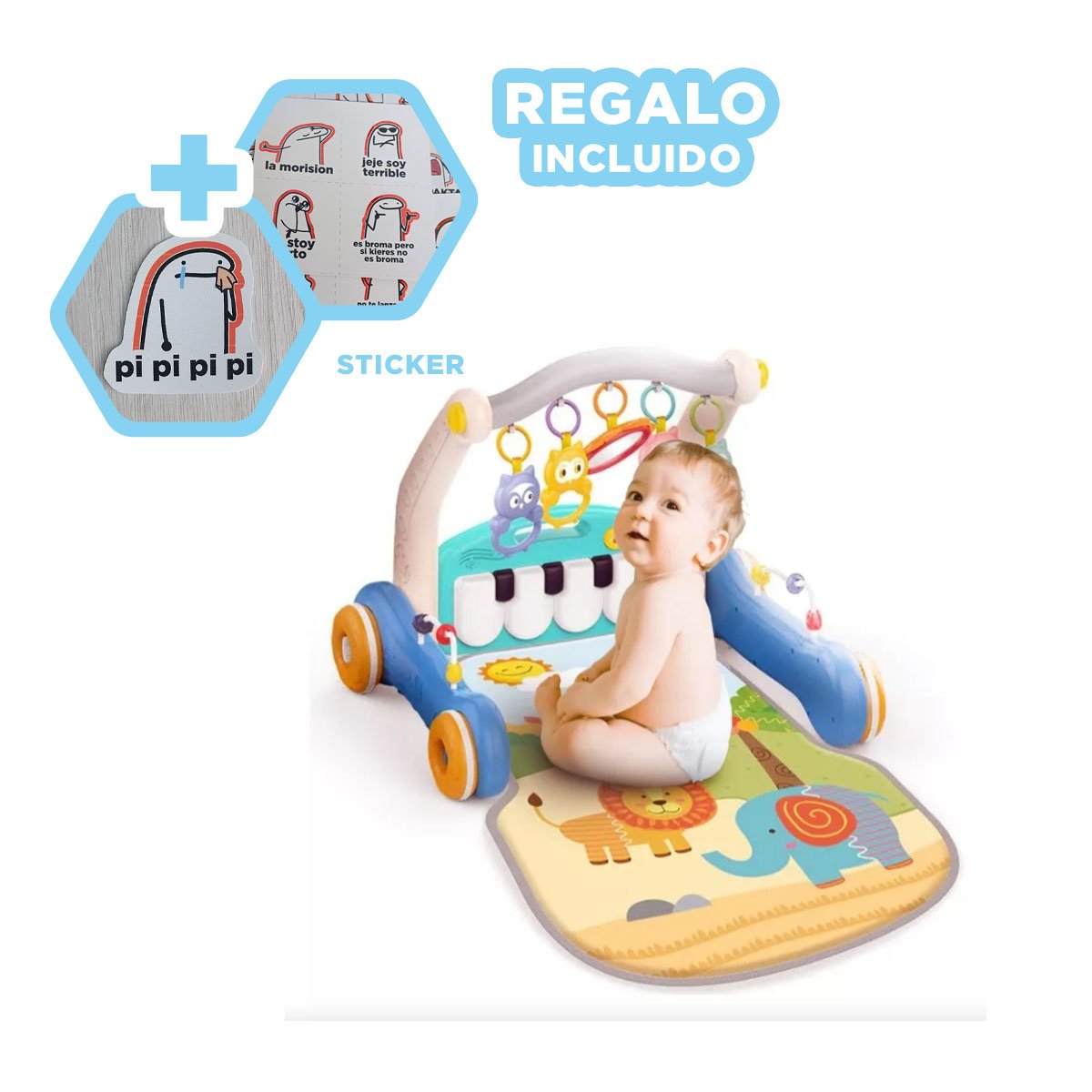 MANTA MUSICAL 2 EN 1 CON PIANO MULTICOLOR PARA COORDINACION VISUAL Y+REGALO STICKER - 1