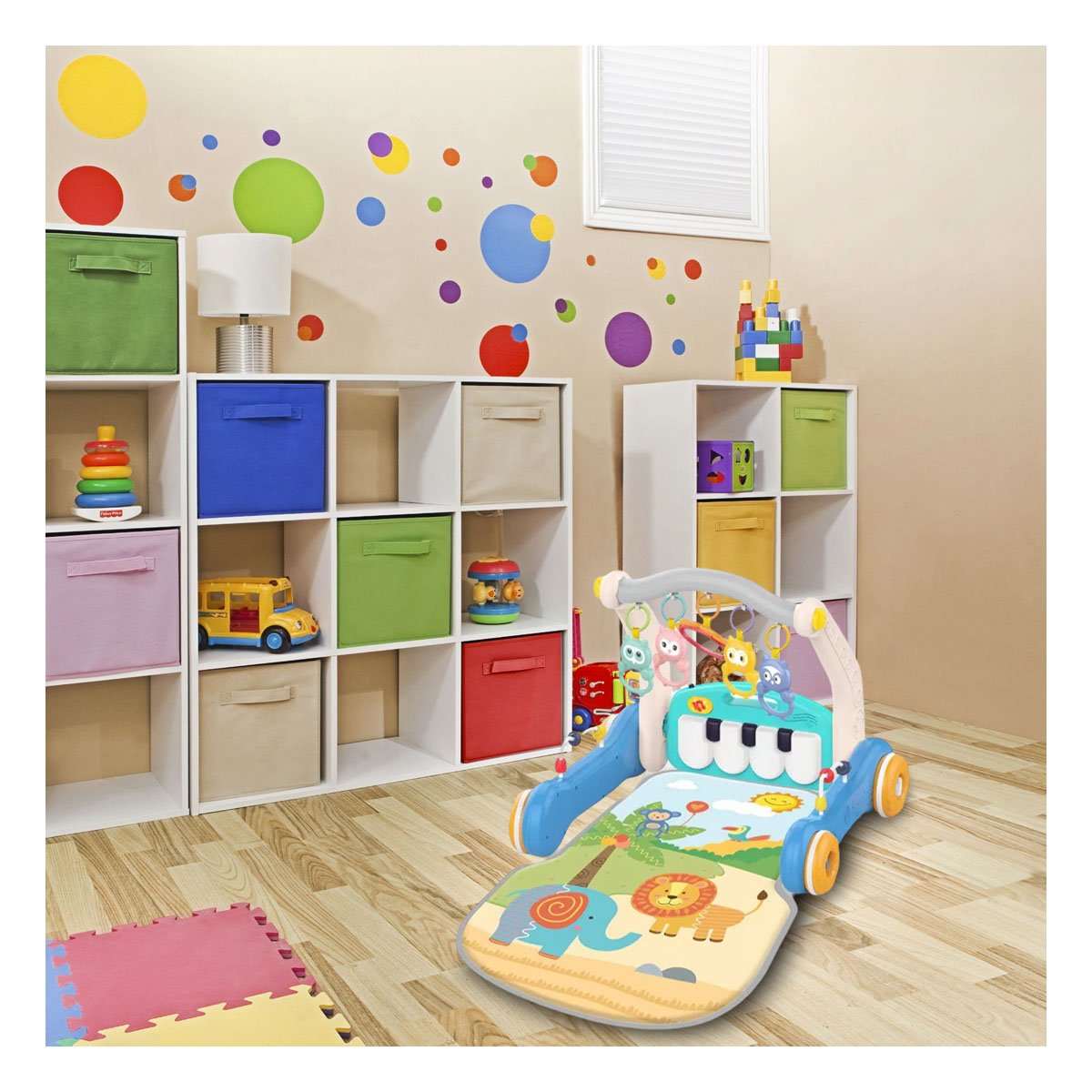 GIMNASIO INFANTIL 2 EN 1 CON PIANO CELESTE PARA ACTIVIDAD TEMPRANA Y+POST IT - 2