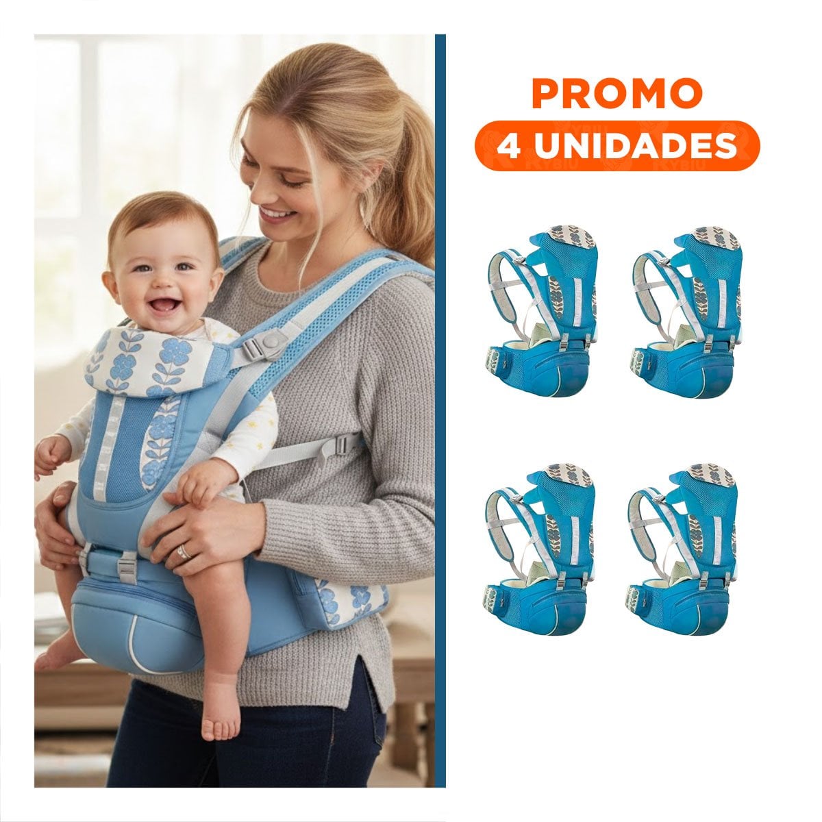 PACK4 MOCHILA FUNCIONAL 3 EN 1 AZUL PRACTICA CON AJUSTE INTUITIVO Y+REGALO STICKER - 1