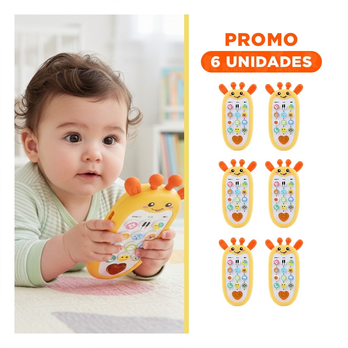 PACK6 SMARTPHONE DIDACTICO GIRAFA BILINGUE AMARILLO MUSICAL COMPACTO - 1