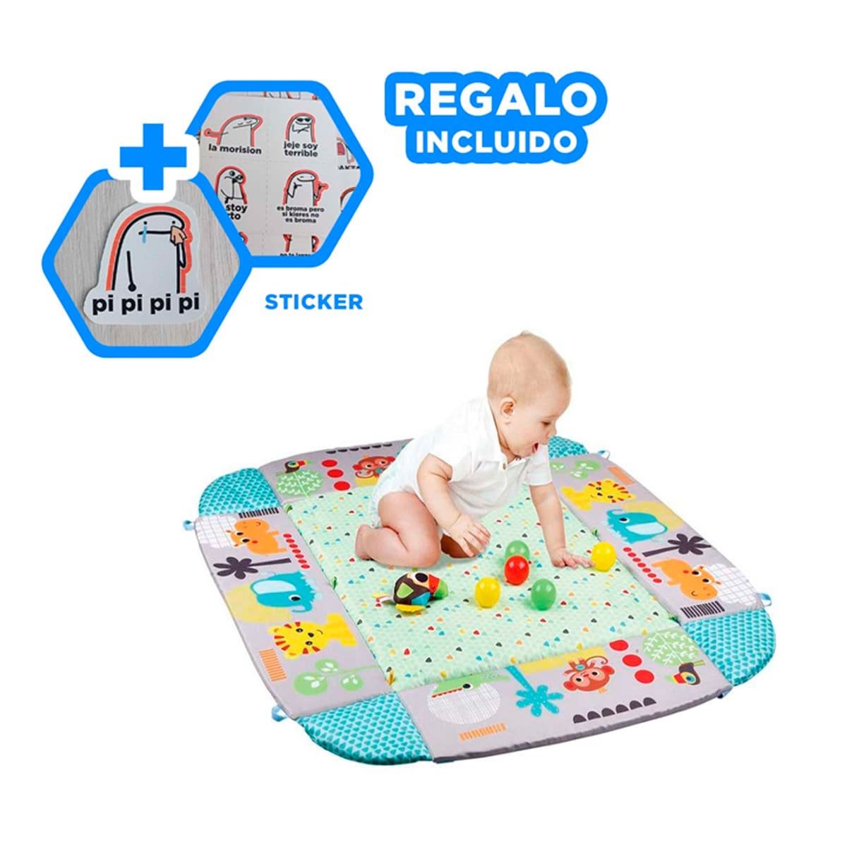 GIMNASIO EDUCATIVO CON FIGURA DE PISCINA AZUL 5 EN 1 SONORO CASA Y+REGALO STICKER - 1