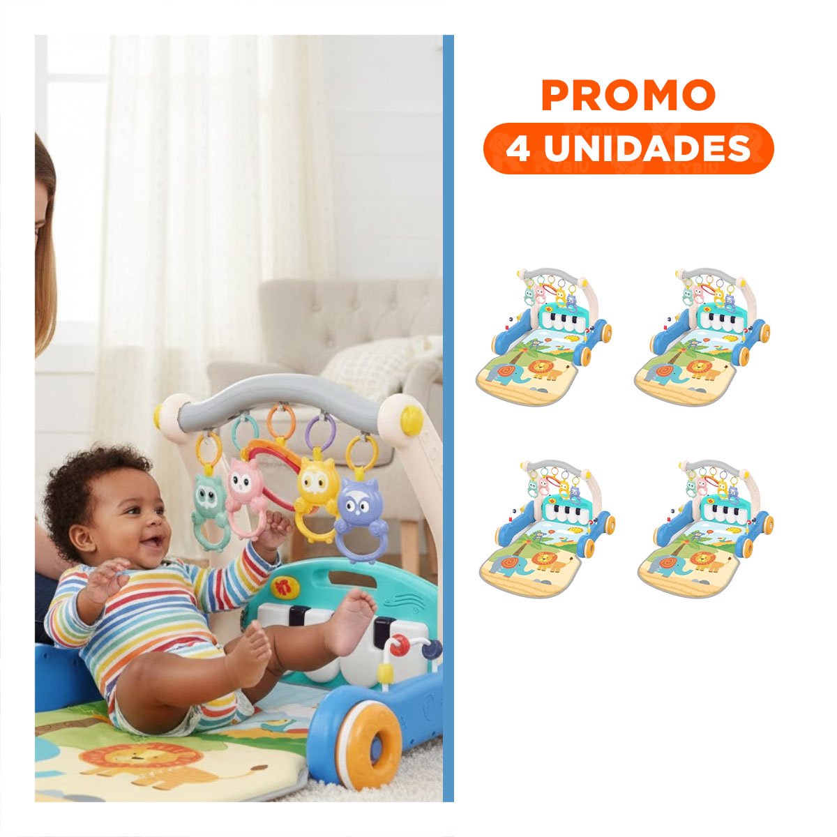 PACK4 CENTRO FUNCIONAL 2 EN 1 CON PIANO CELESTE PARA MOVIMIENTO GUIADO Y+REGALO STICKER - 1