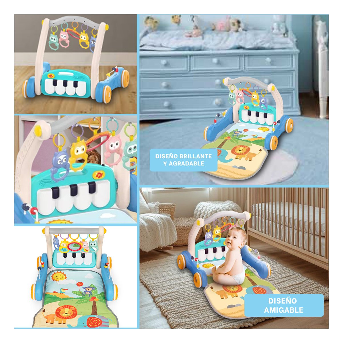 PACK4 CENTRO FUNCIONAL 2 EN 1 CON PIANO CELESTE PARA MOVIMIENTO GUIADO Y+REGALO STICKER - 2